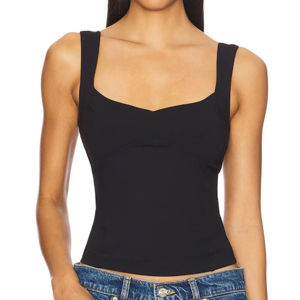Free People Somewhere Sometime Cami Black Corset Tank Size XS